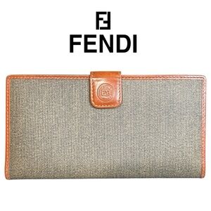 Fendi Authentic VINTAGE Long Canvas and Leather Wallet